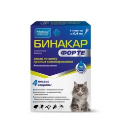 Пчелодар "Бинакар Форте" Капли на холку для кошек и котят упаковка, 4 пипетки