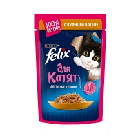 Felix пауч консервы для котят аппетитные кусочки с курицей 85 г.