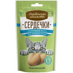 Деревенские лакомства. для кош. Сердечки незаменимый таурин для здоровья сердца, 30г
