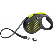 FLEXI Design S Tape 5 m Поводок-рулетка черная/желтый горошек, лента, до 15 кг