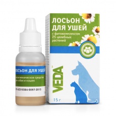 Лосьон для ушей с фитокомплексом 25 целебных растений для собак и кошек, уп. 15 гр.