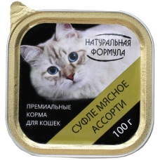 Натуральная формула консервы для кошек суфле Мясное ассорти