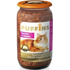 Puffins консервы для кошек Кролик с сердцем