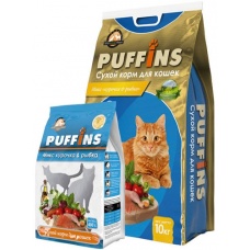 Puffins сухой корм для кошек Курочка и рыбка